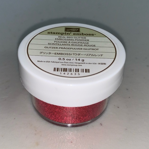 Stampin Up Embossing Powder Real Red Glitter Textured Raised Craft Scrapbook Art